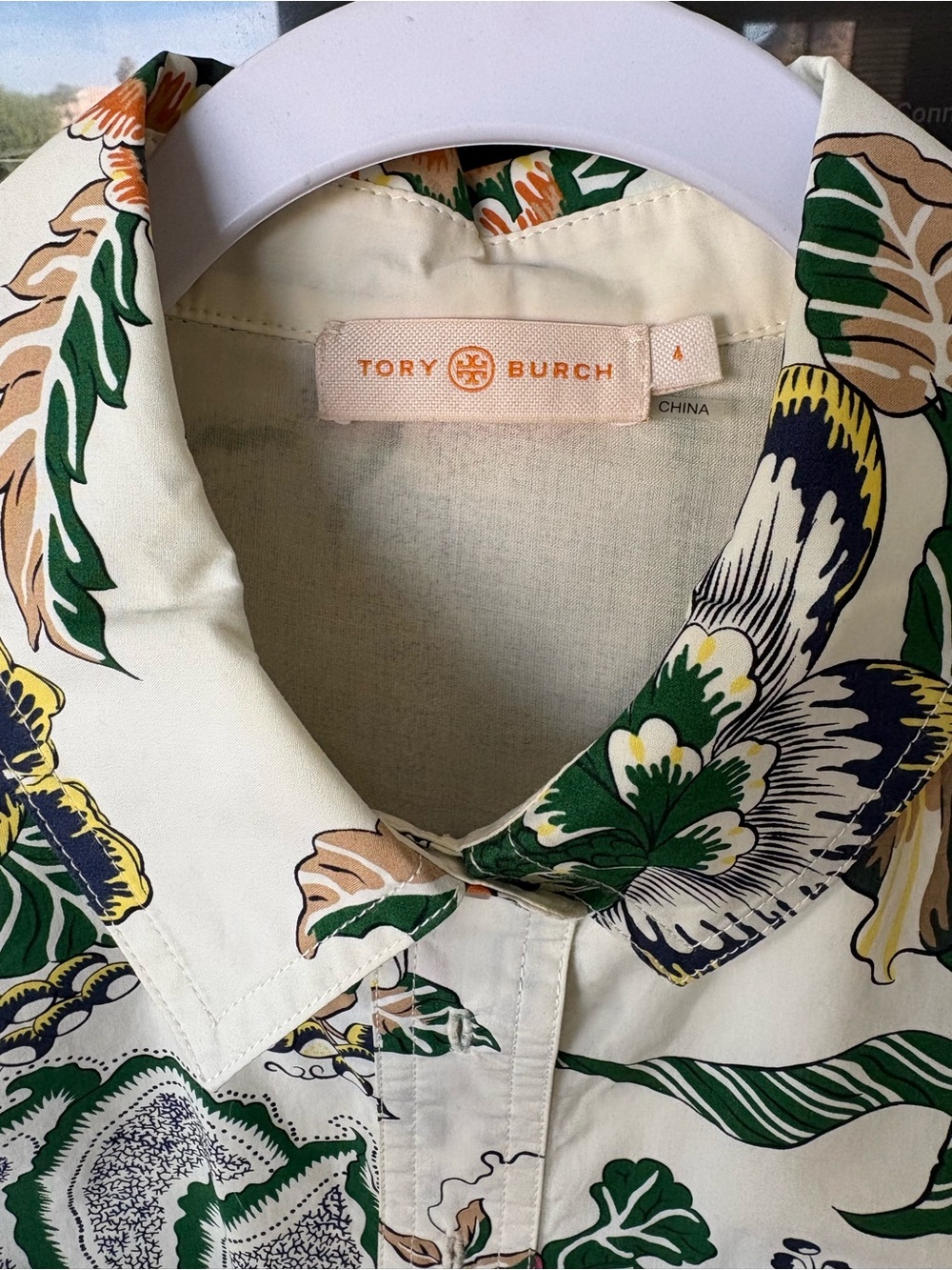 NEW Tory Burch Happy Times Port Shirt MIDI Dress Sz4 Retails $348 Floral Green - Picture 4 of 8
